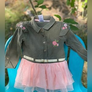 3T Girls Button Up Long Sleeved Shirt Dress Combo by Little Lass